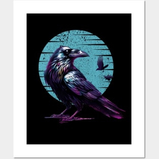 Raven Artistry Mystic Crow, fullmoon, crows, american crow, corvus,bird, birds Posters and Art